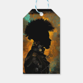 Afrofuturistisch Steampunk Man in zwart Cadeaulabel