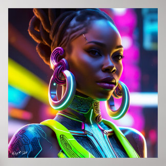 Afrofuturistische Afrikaanse vrouw Modern Art Post Poster