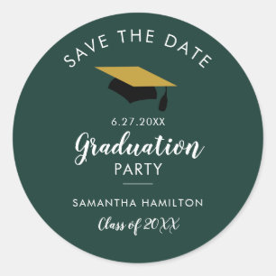Afronding 2026 Save the Date Afstudeerfeest Groen Ronde Sticker