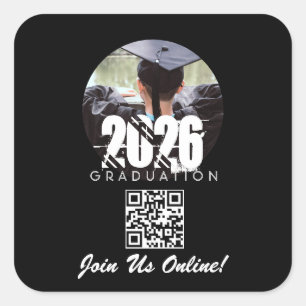 Afrondings online uitnodiging QR-code Vierkante Sticker