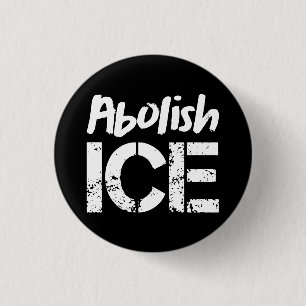Afschaffen ICE Wit op zwart Ronde Button 3,2 Cm