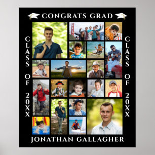 Afscheid 19 Foto Collage Gefeliciteerd Afgestudeer Poster