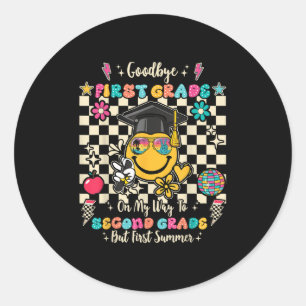 Afscheid 1e klas Afstuderen naar tweede klas eerst Ronde Sticker