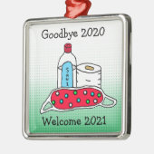 Afscheid 2020, welkom 2021 Kerstmis Metalen Ornament (Links)