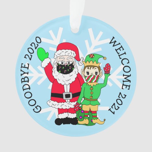 Afscheid 2020 Welkom 2021 Santa Facemask Kerstmis Ornament (voorkant)