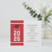 Afscheid 2026 Rode Afscheidsfeest Uitnodiging (Staand voorkant)