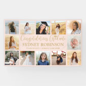 Afscheid Congrats 12 Foto Roze Roos en Goud Spandoek (Horizontaal)