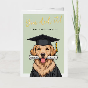 Afscheid Cute Golden Retriever Aangepaste Foto Folie Wenskaart