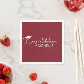 Afscheid Gefeliciteerd Rood Wit Script Eenvoudig Servet (Insitu)