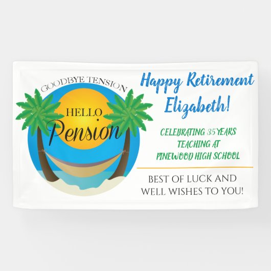 Afscheid Hallo Pensioen Pensioenbaanbreker Spandoek (Horizontaal)