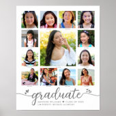 Afscheid K–12 Modern Script Foto Collage Wit Poster (Voorkant)