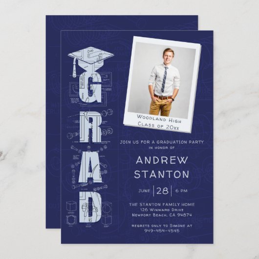 Afscheid middelbare school wetenschap techniek mar kaart (Voorkant / Achterkant)