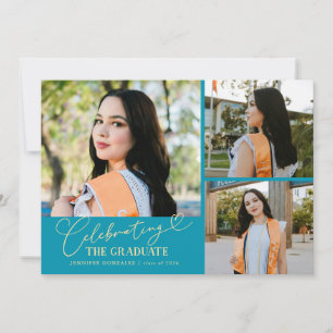 Afscheid van de afgestudeerde Aqua Blauwe Multi Fo Aankondiging