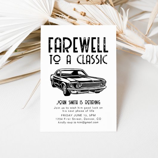 Afscheid van een Classic Retirement Car Party Invi Kaart