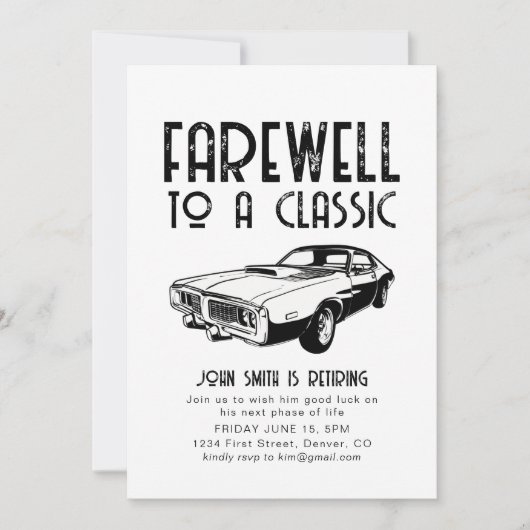Afscheid van een Classic Retirement Party Invite C Kaart (Voorkant)