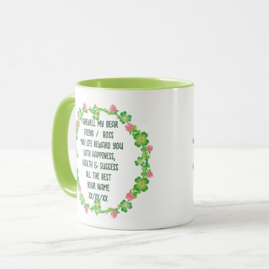 Afscheid Verlaten Mok Eigen tekst Gedicht Bericht  (Voorkant links)