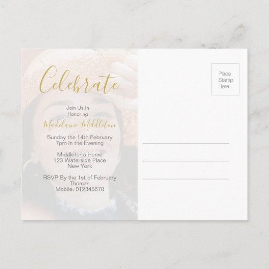 Afscheidfeest Afstudeerfeest Foto Moderne Uitnodig Uitnodiging Briefkaart (Achterkant)