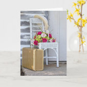 afscheidingskoffer en bloemen kaart (Gele Bloem)