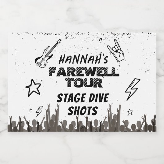 Afscheids Tour Punk Rock Vrijgezellenfeestje Likeurfles Etiket (Enkel label)