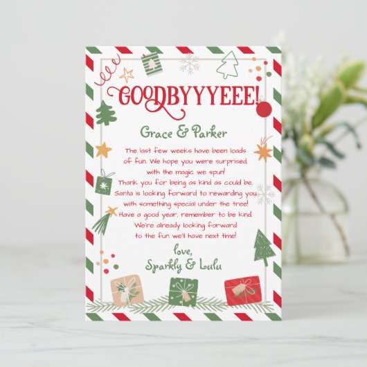 Afscheidsbrief van Uw Kerst Elfen Kaart (Staand voorkant)