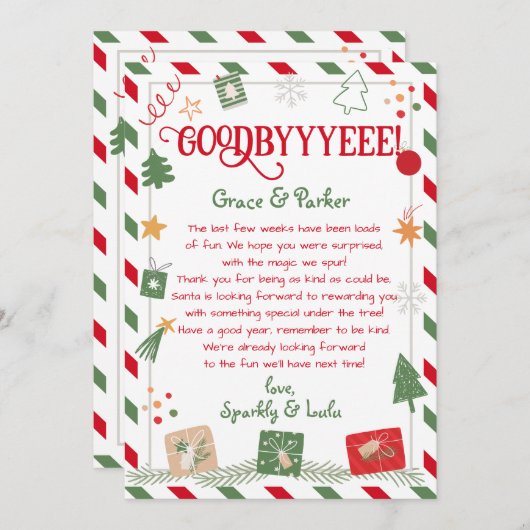 Afscheidsbrief van Uw Kerst Elfen Kaart (Voorkant / Achterkant)