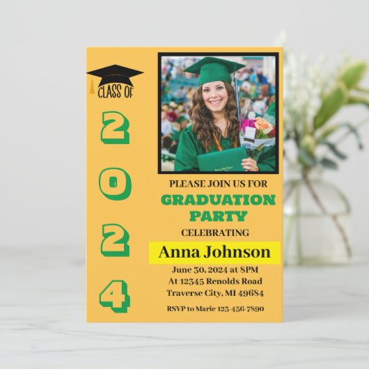 Afscheidscade Gele Uitnodigingskaart van het Jaar Kaart (Staand voorkant)