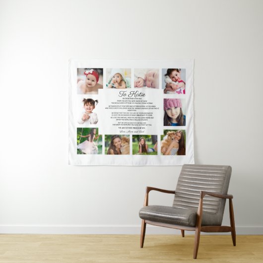 Afscheidsdag 10 Foto voor dochter Sentimenteel Wandkleed (In Situ (horizontaal))