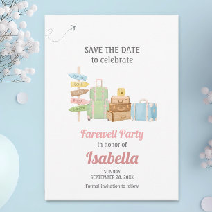 Afscheidsfeest reizen gaat weg save the date