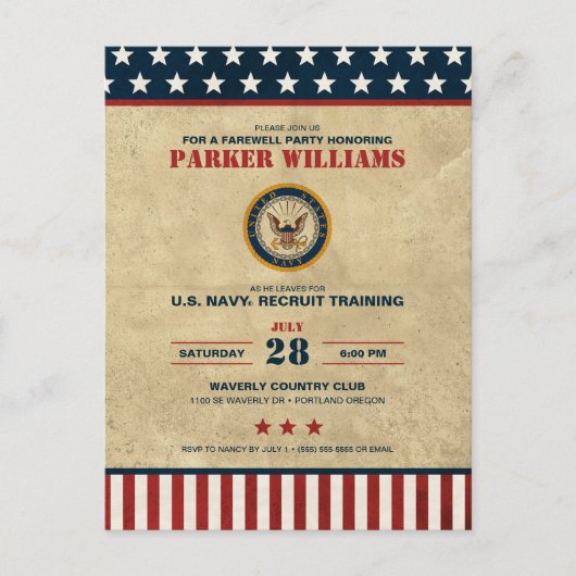 Afscheidsfeest van de Amerikaanse marine - Recruit Briefkaart (Voorkant)