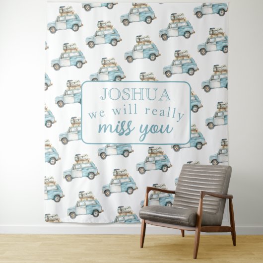 Afscheidsfeest We zullen je auto achtergrond misse Wandkleed (In situ)