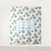 Afscheidsfeest We zullen je auto achtergrond misse Wandkleed (Voorkant)