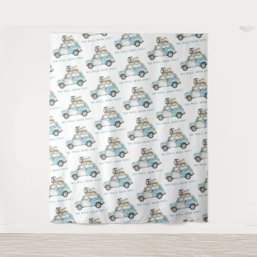Afscheidsfeest We zullen je auto achtergrond misse Wandkleed (Voorkant)