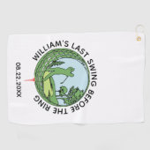 Afscheidsfeestje Golfer Naam Laatste Swing Golfhanddoek (Horizontaal)