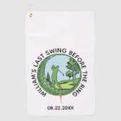 Afscheidsfeestje Golfer Naam Laatste Swing Golfhanddoek (Voorkant)