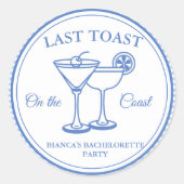 Afscheidsfeestje voor de kust Bruidsweekendfeest Ronde Sticker (Voorkant)