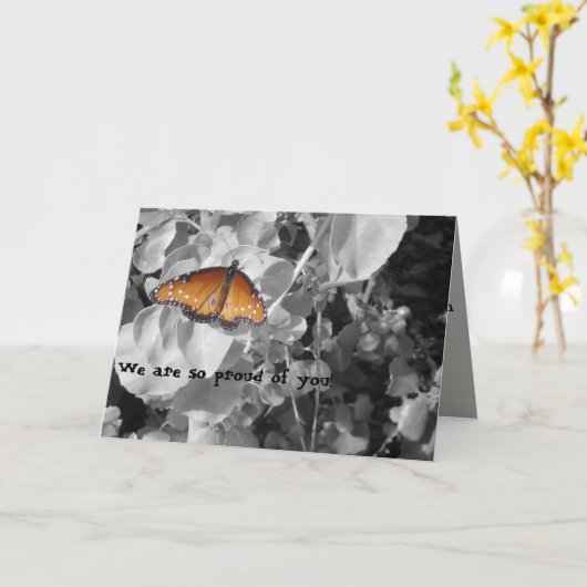 Afscheidsgeschenk voor jou Monarchvlinder afstudee Kaart (Gele Bloem)