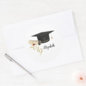Afscheidshoed, Diploma - Gepersonaliseerd Ronde Sticker (Envelop)