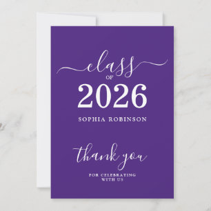Afscheidskaart klas 2026 paars bedankkaart