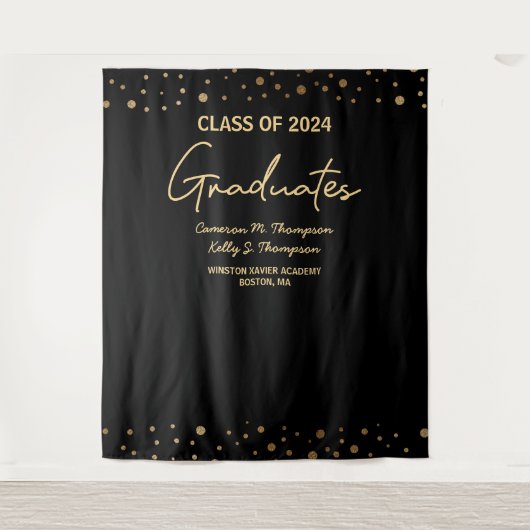 Afscheidsklas 2024 Afgestudeerden Namen Custom Wandkleed (Voorkant)