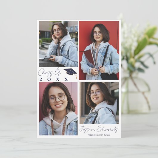 Afscheidsklasse 2023 Multi-foto eindexamen aankon Kaart (Staand voorkant)