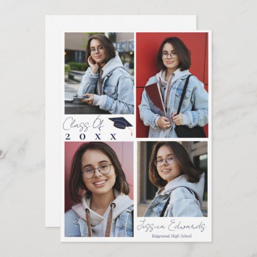 Afscheidsklasse 2025 Afstudeeruitnodiging met mee Kaart (Voorkant / Achterkant)