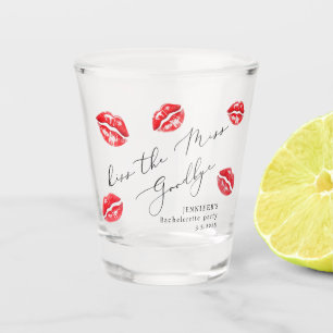 Afscheidskus voor de juffrouw vrijgezellenfeest shot glas