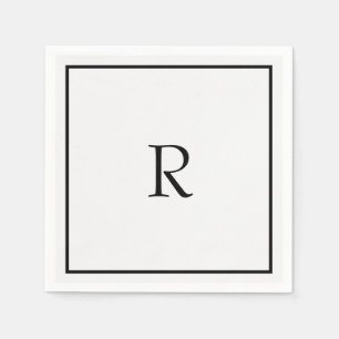 Afscheidspartij 2026 Zwart Wit Monogram Initiaal Servet