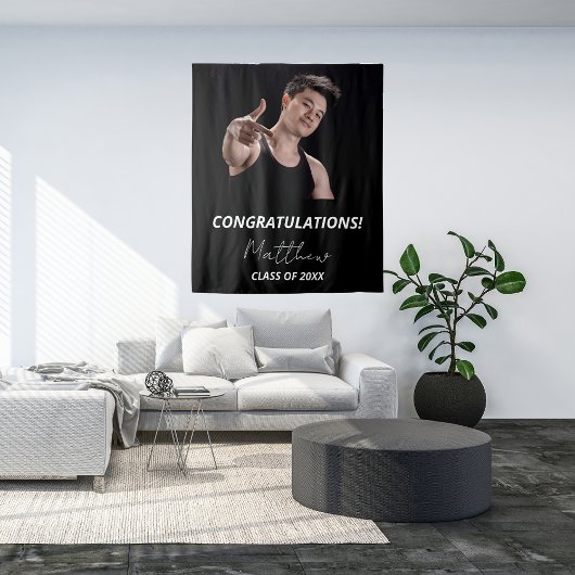 Afscheidspartij zwart wit foto 2025 wandkleed