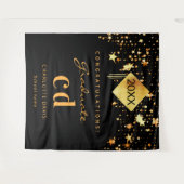 Afscheidsparty zwart goud afgestudeerde naam 2026 wandkleed (Voorkant (horizontaal))