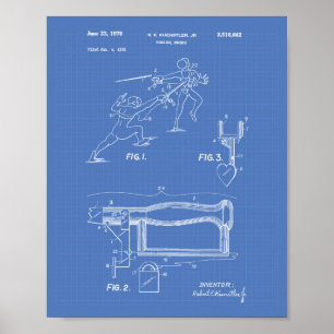 Afschermende zwaarden 1970 Patent Art Blueprint Poster