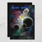 Afschieten! Rocket Birthday Uitnodiging (Voorkant / Achterkant)