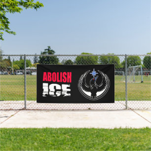 Afshafferen van ICE Spandoek