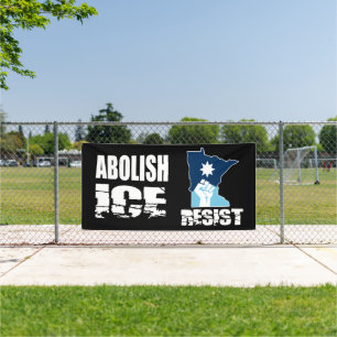 Afshafferen van ICE Spandoek