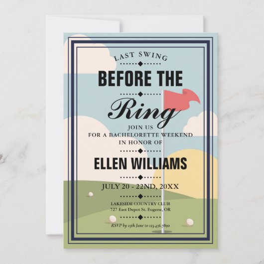 Afsluitend Golfweekend Feest voor de Bruid Kaart (Voorkant)